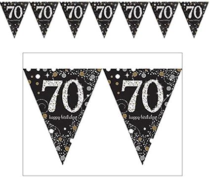 GOLD & BLACK CELEBRATION 70TH BIRTHDAY BUNTING - 4M