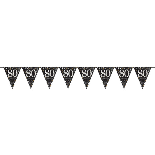 GOLD & BLACK CELEBRATION 80TH BIRTHDAY BUNTING - 4M