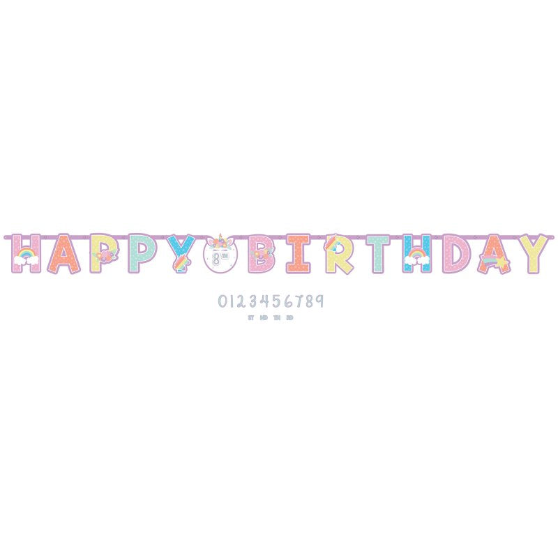 UNICORN PARTY ADD AN AGE BIRTHDAY JUMBO LETTER BANNER KIT