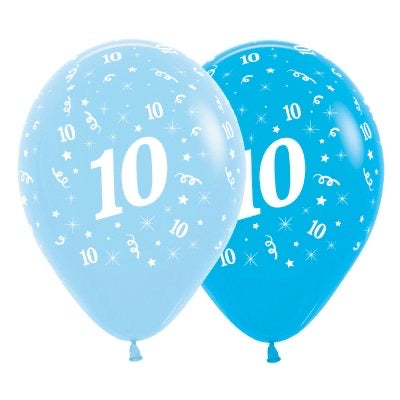 SEMPERTEX BLUE 30CM LATEX BALLOONS - NUMBER 10 - PACK OF 6