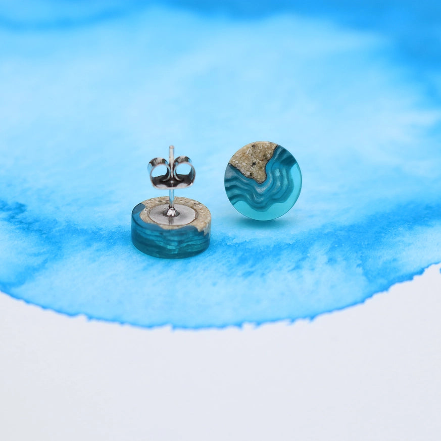 BOLD B SHOAL STUD EARRINGS - AQUA