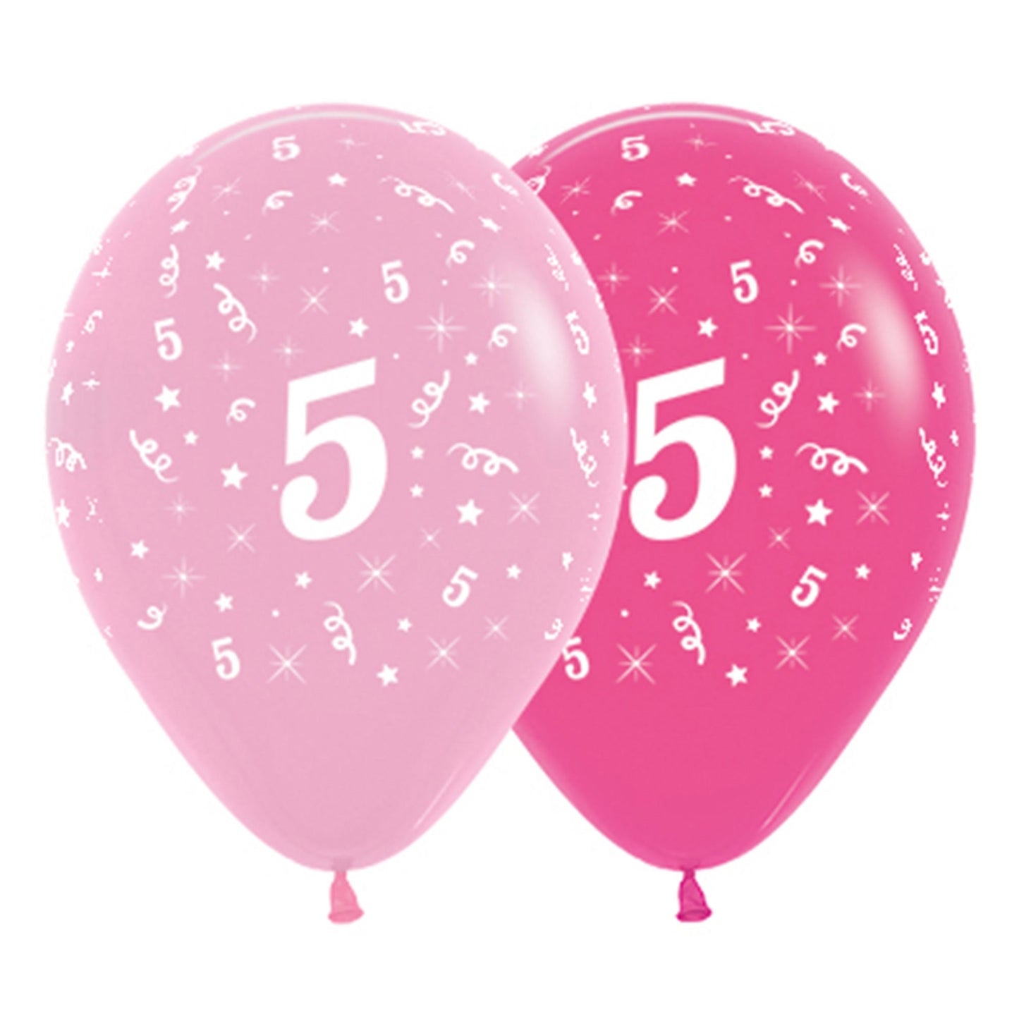 SEMPERTEX PINK 30CM LATEX BALLOONS - NUMBER 5 - PACK OF 6