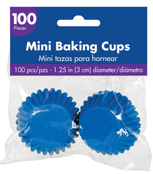 MINI BRIGHT ROYAL BLUE CUPCAKE BAKING CUPS - PACK OF 100