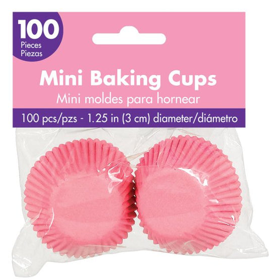 MINI NEW PINK CUPCAKE BAKING CUPS - PACK OF 100