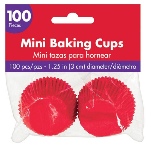 MINI APPLE RED CUPCAKE BAKING CUPS - PACK OF 100