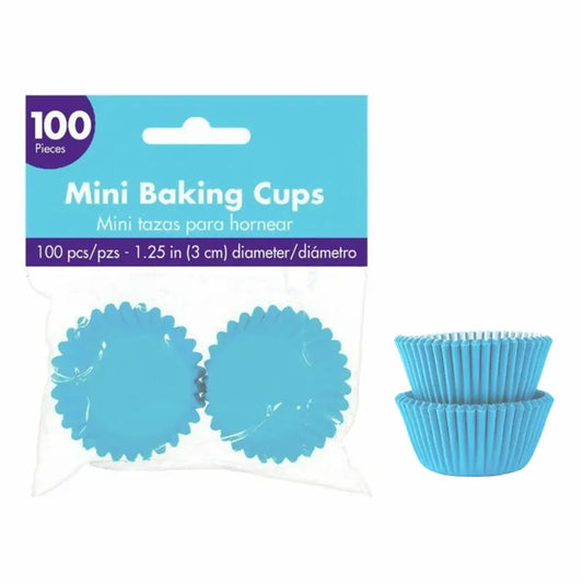 MINI CARIBBEAN BLUE CUPCAKE BAKING CUPS - PACK OF 100