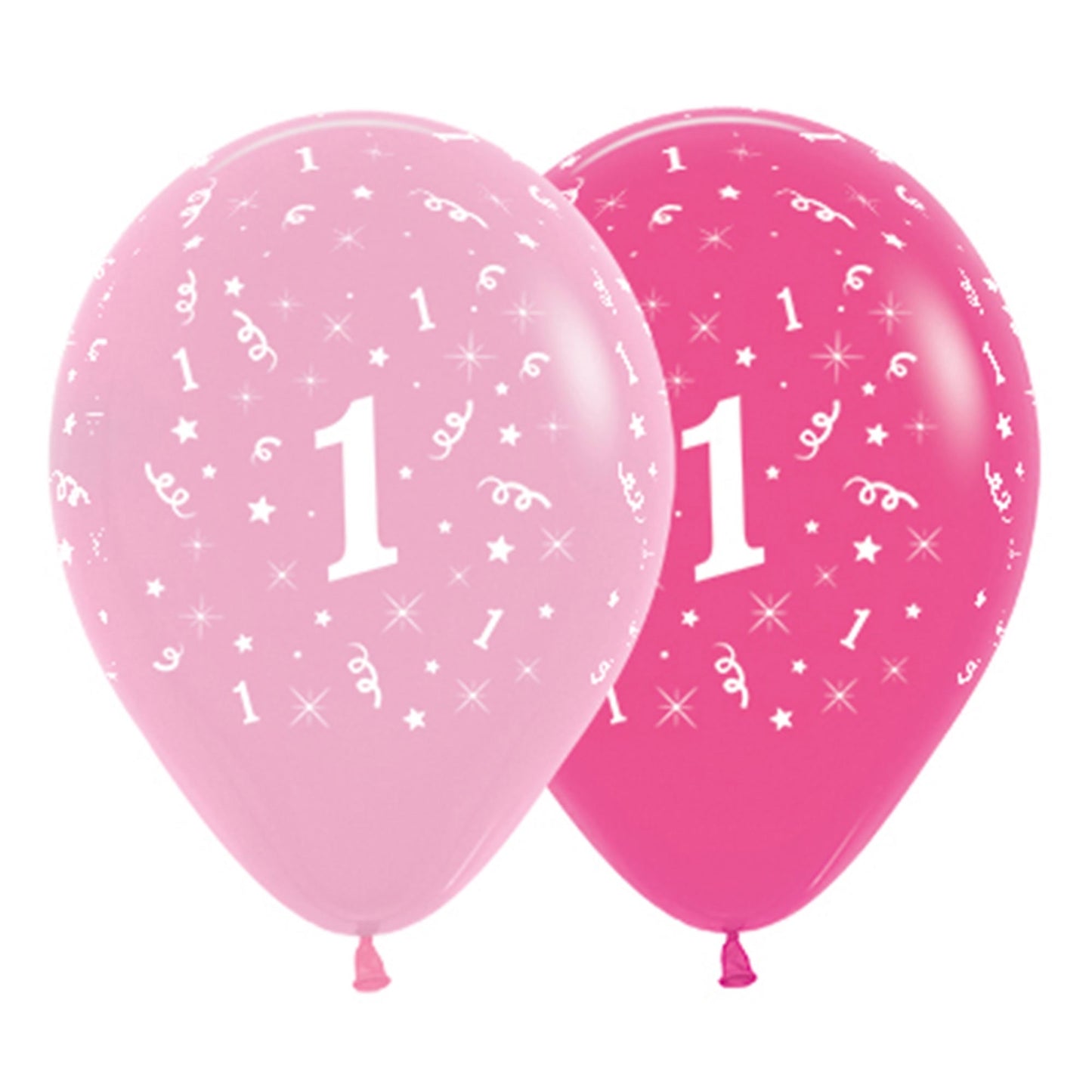 SEMPERTEX PINK 30CM LATEX BALLOONS - NUMBER 1 - PACK OF 6