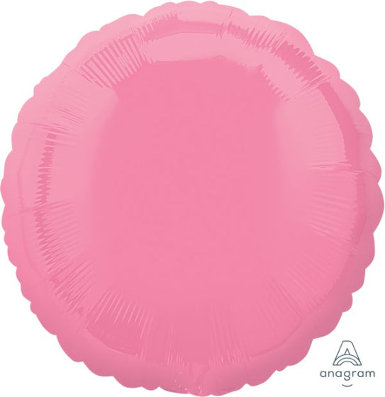 BRIGHT BUBBLE GUM PINK CIRCLE FOIL BALLOON - 43CM