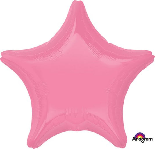 BRIGHT BUBBLE GUM PINK STAR FOIL BALLOON - 48CM