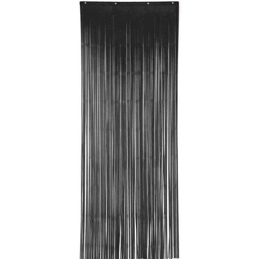 JET BLACK METALLIC FOIL DOOR CURTAIN - 91.4CM x 2.43M