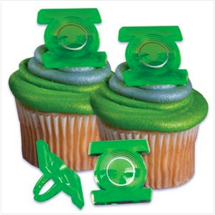 GREEN LANTERN CUPCAKE RINGS - PACK OF 12