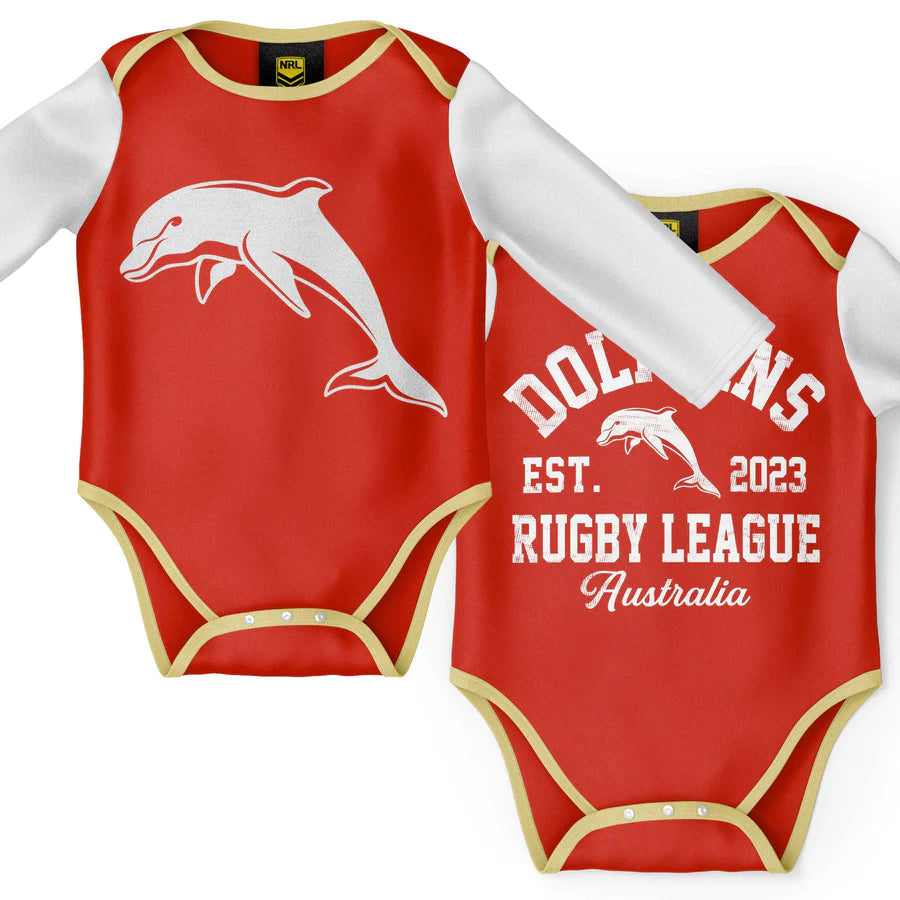 NRL INFANT BODYSUIT 2PC GIFT SET - REDCLIFFE DOLPHINS