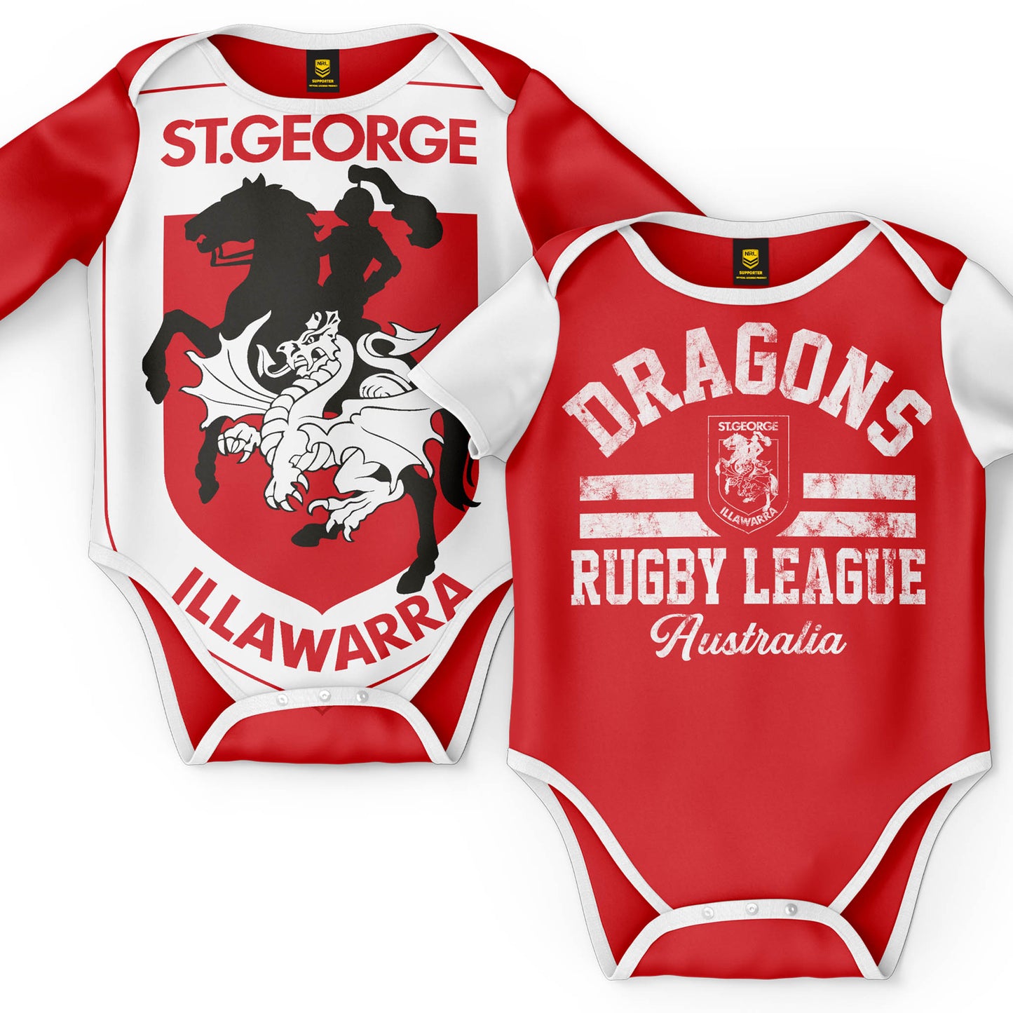 NRL INFANT BODYSUIT 2PC GIFT SET - ST GEORGE ILLAWARRA DRAGONS