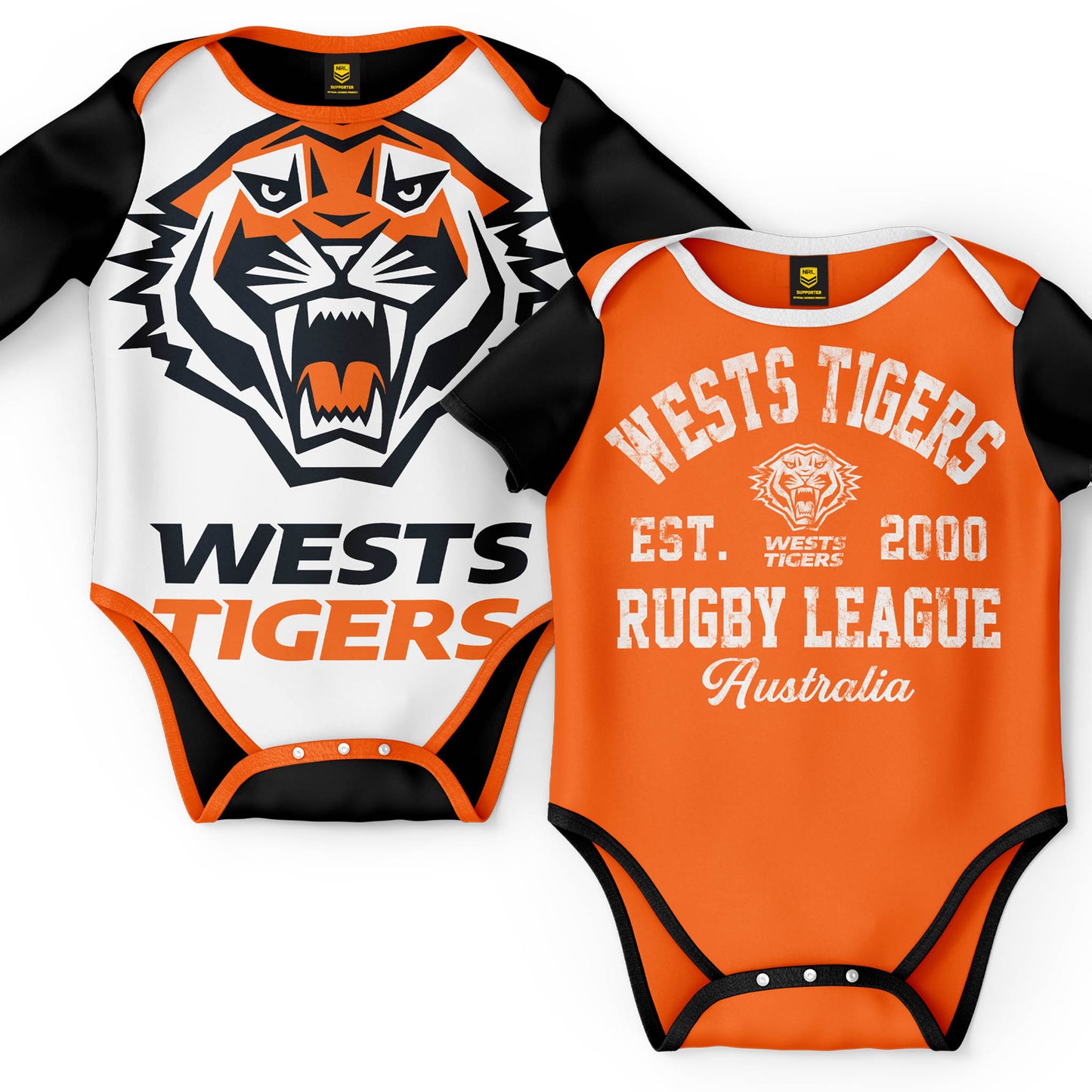 NRL INFANT BODYSUIT 2PC GIFT SET - WESTS TIGERS