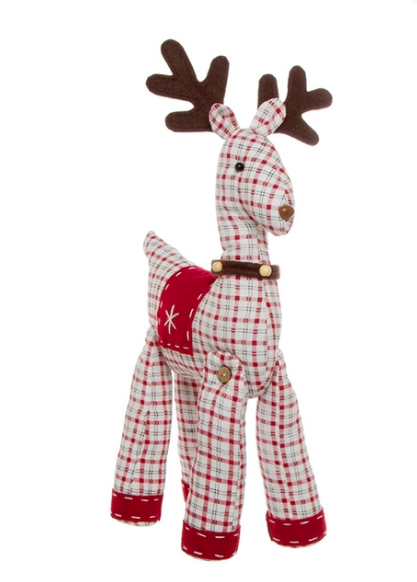 CHRISTMAS COUNTRY CHECKERED REINDEER RED - 47CM