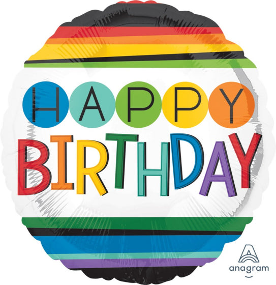 RAINBOW HAPPY BIRTHDAY FOIL BALLOON - 43CM