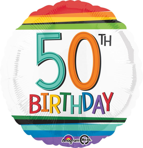 RAINBOW 50TH BIRTHDAY FOIL BALLOON - 43CM