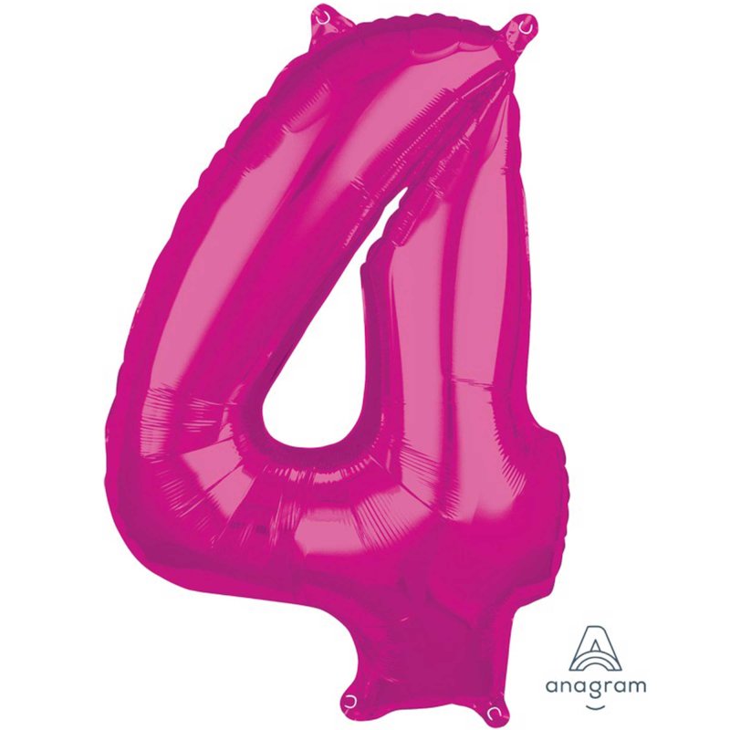 MID-SIZE SHAPE FOIL BALLOON- PINK NUMBER 4 - 66CM