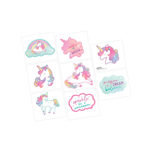 ENCHANTED UNICORN TEMPORARY TATTOOS - PACK OF 8