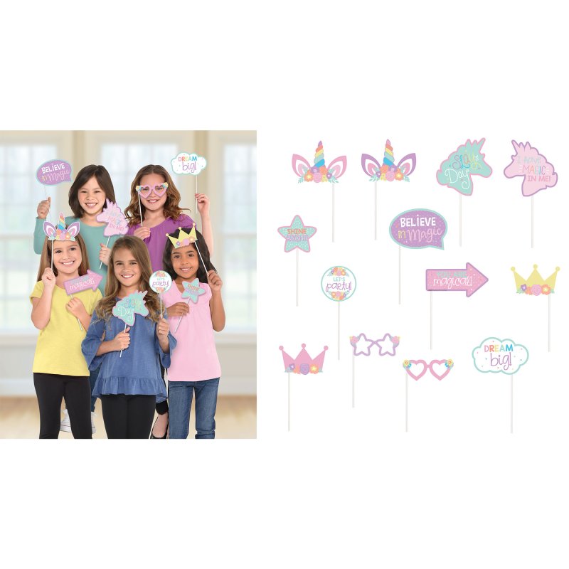 UNICORN PARTY PHOTO PROP KIT - 13 PIECES