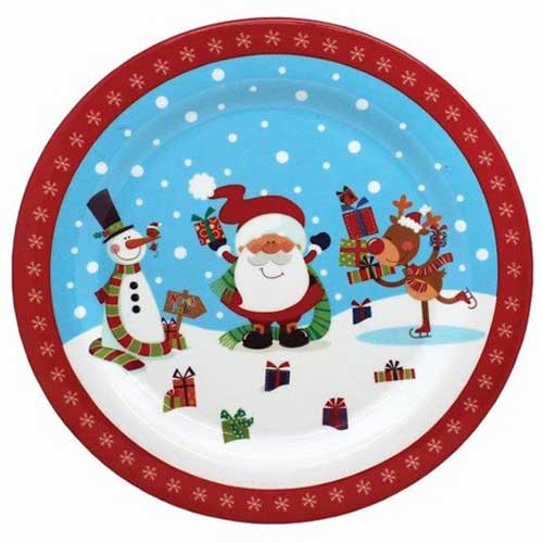 CHRISTMAS MELAMINE ROUND PLATE - 25CM