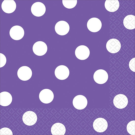 PURPLE DOTS LUNCH NAPKINS - PACK OF 16