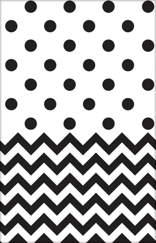 JET BLACK CHEVRON PLASTIC TABLECOVER - 137.1CM X 259CM