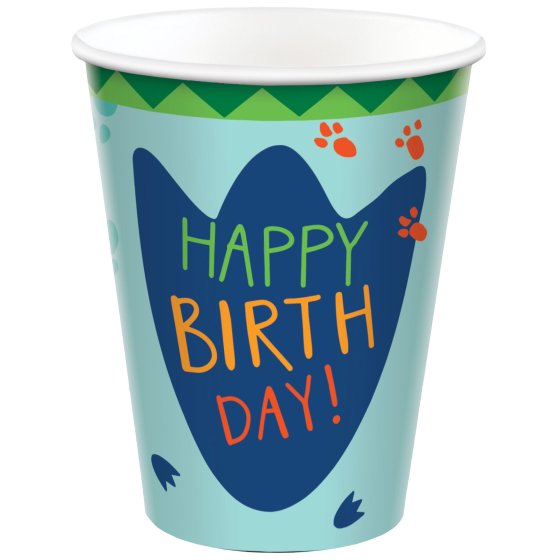 DINOSAUR 266ML PAPER CUPS - PACK OF 8