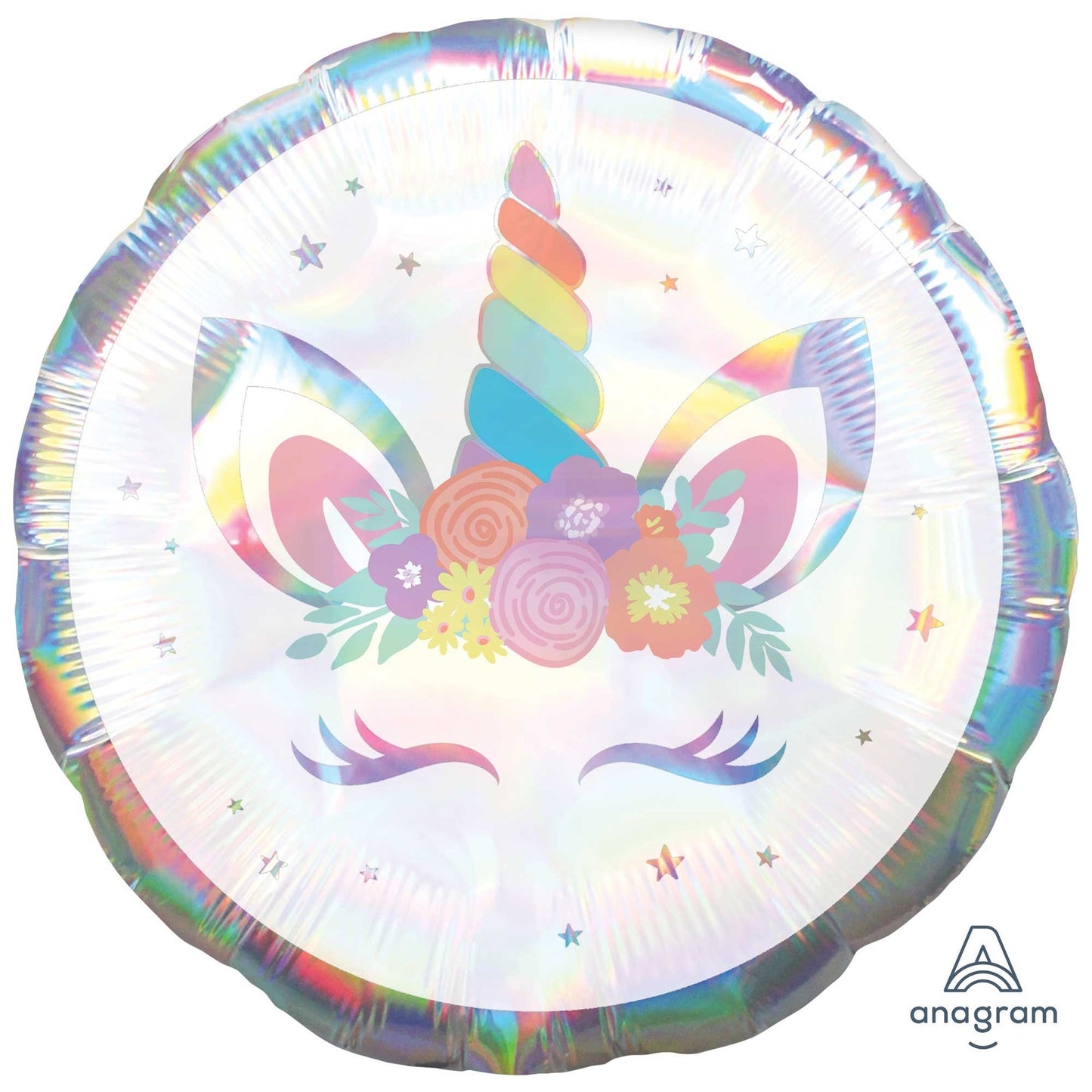 HOLOGRAPHIC UNICORN PARTY IRIDESCENT FOIL BALLOON - 45CM