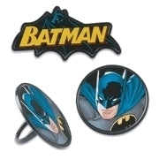 BATMAN BLACK CUPCAKE RINGS - PACK OF 12