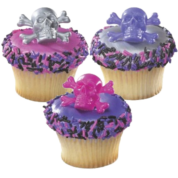 SKULL CUPCAKE RINGS - PACK OF 12