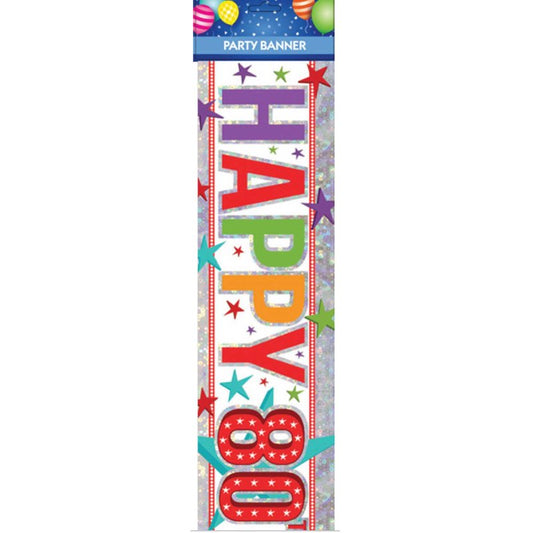 HAPPY BIRTHDAY 80TH FOIL BANNER - 2.7M