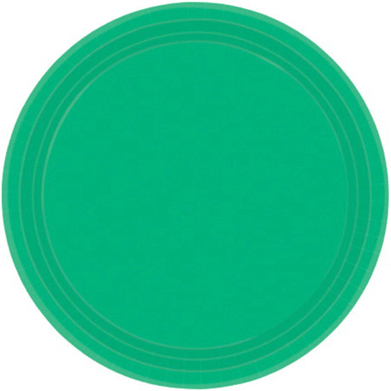 FESTIVE GREEN PAPER PLATES 17CM ROUND - PACK OF 20