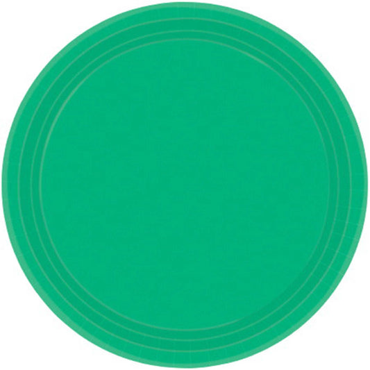 FESTIVE GREEN PAPER PLATES 17CM ROUND - PACK OF 20