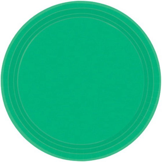 FESTIVE GREEN PAPER PLATES 23CM ROUND - PACK OF 20