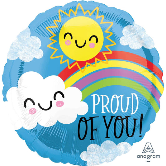 PROUD OF YOU HAPPY SUN AND CLOUD FOIL BALLOON - 45CM