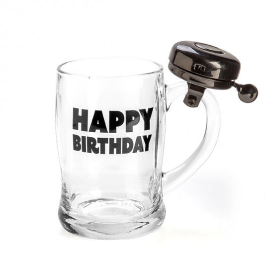 HAPPY BIRTHDAY BELL GLASS BEER MUG