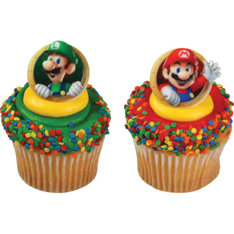 SUPER MARIO BROS CUPCAKE RINGS - PACK OF 12