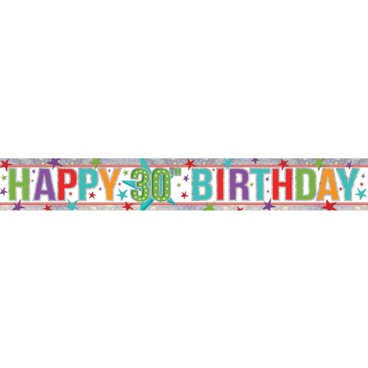 HAPPY BIRTHDAY 30TH FOIL BANNER - 2.7M