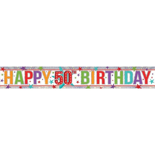 HAPPY BIRTHDAY 50TH FOIL BANNER - 2.7M