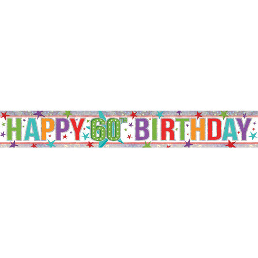 HAPPY BIRTHDAY 60TH FOIL BANNER - 2.7M