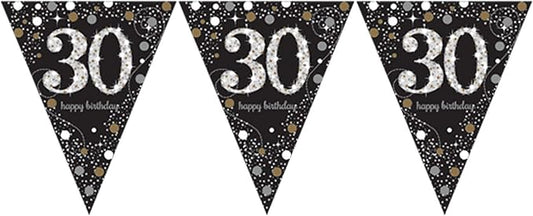 GOLD & BLACK CELEBRATION 30TH BIRTHDAY BUNTING - 4M