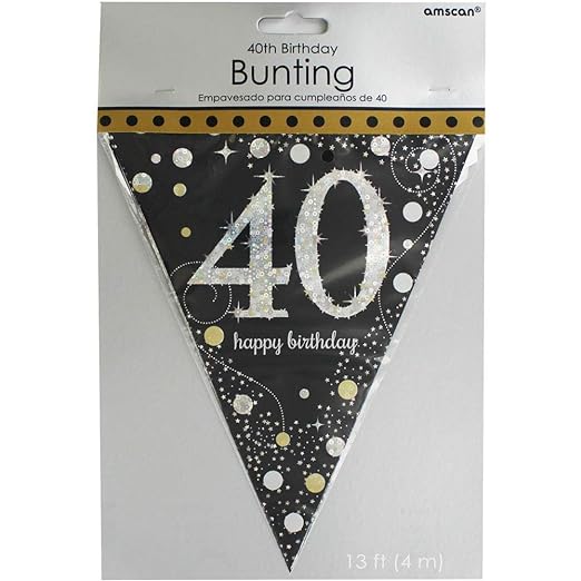 GOLD & BLACK CELEBRATION 40TH BIRTHDAY BUNTING - 4M