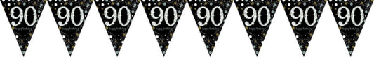 GOLD & BLACK CELEBRATION 90TH BIRTHDAY BUNTING - 4M