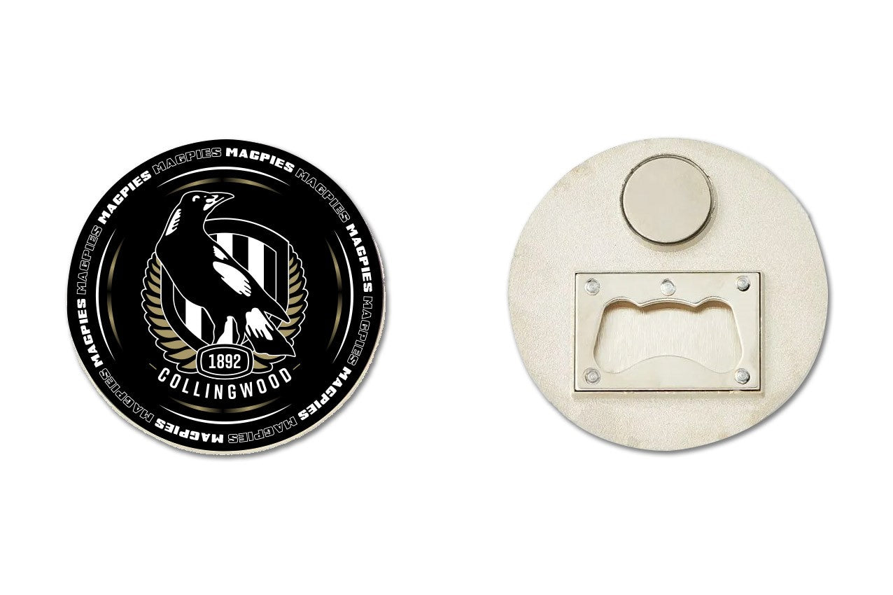 AFL BOTTLE OPENER MAGNET - COLLINGWOOD MAGPIES