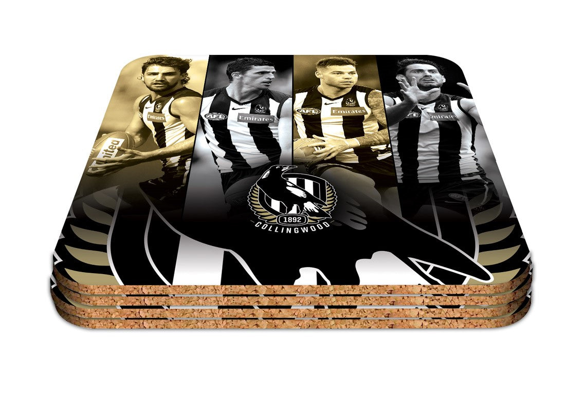 AFL COLLINGWOOD MAGPIES PLAYER COASTER SET - PACK OF 4