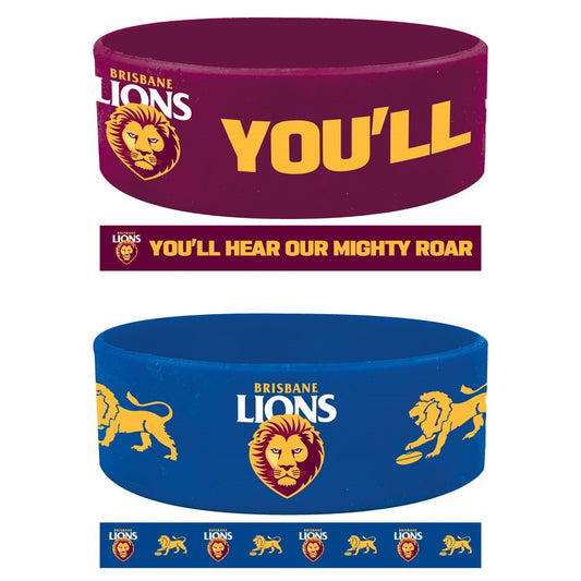 AFL BRISBANE LIONS WRIST BANDS SET - PACK OF 2