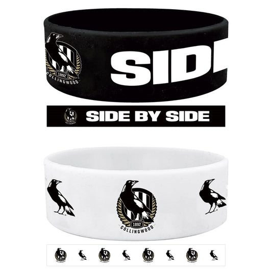 AFL COLLINGWOOD MAGPIES WRIST BANDS SET - PACK OF 2