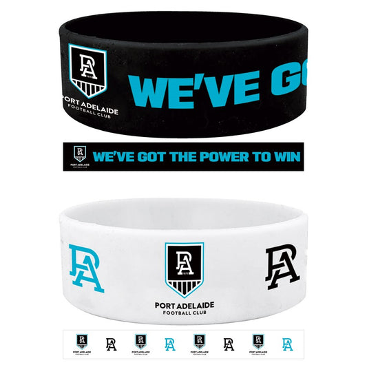 AFL PORT ADELAIDE POWER WRIST BANDS SET - PACK OF 2