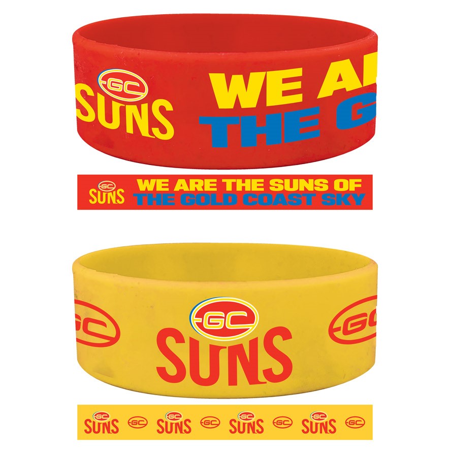 AFL GOLD COAST SUNS WRIST BANDS SET - PACK OF 2